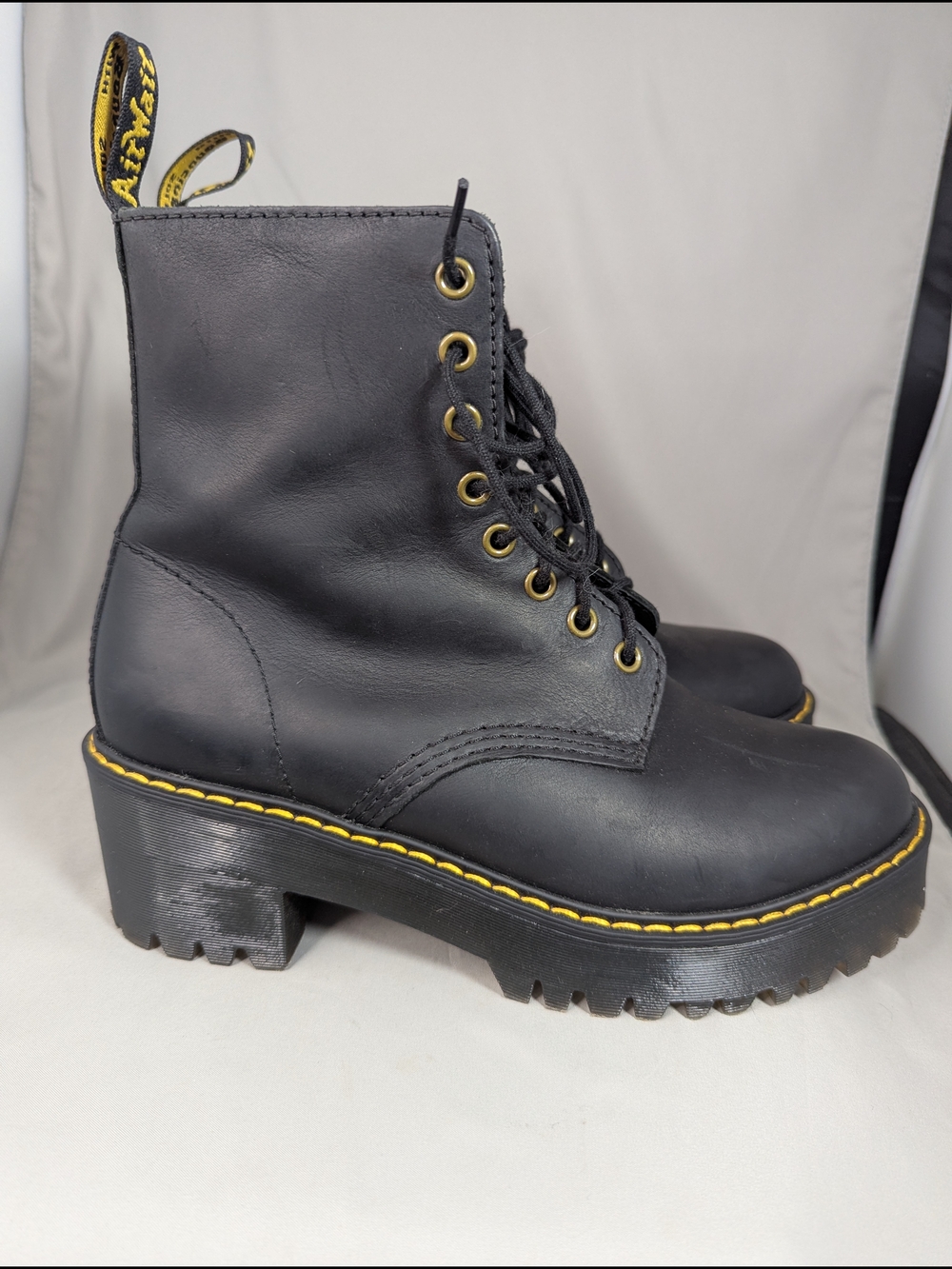 Dr Martens Black 8 Shriver Hi Women's Leather Heeled Boots - Picture 3 of 16